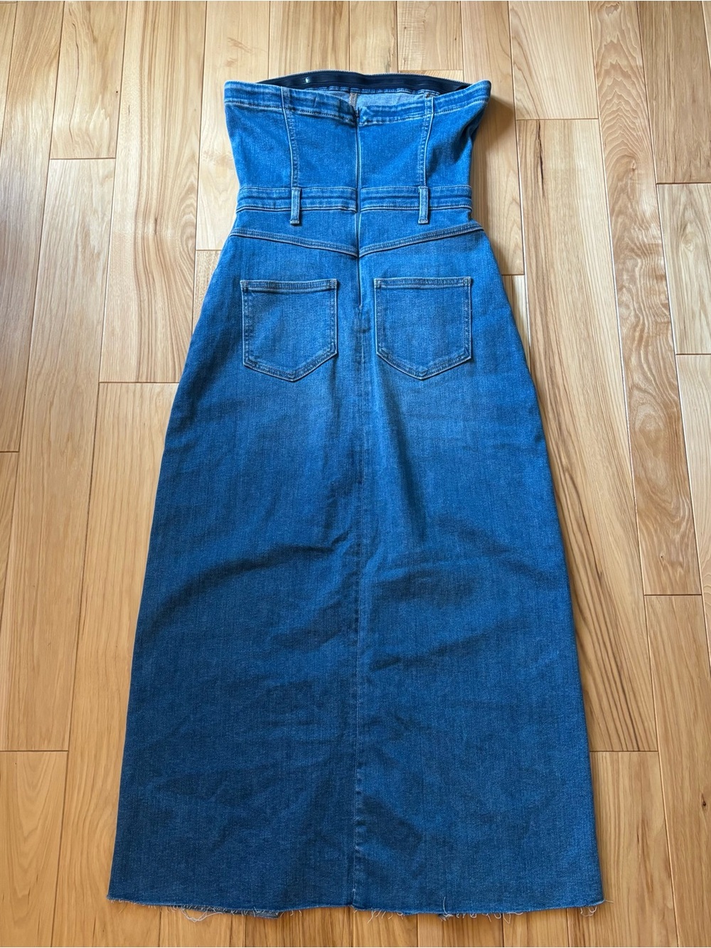 Anthropologie Pilcro The Madi Denim Strapless Front Slit Midi Dress - Picture 6 of 13
